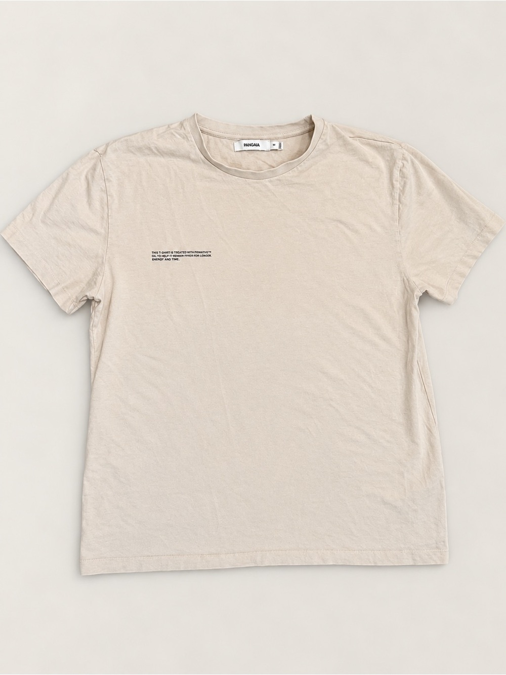 PANGAIA T-Shirt Beige Cream Short Sleeve Crewneck Organic Cotton Size M